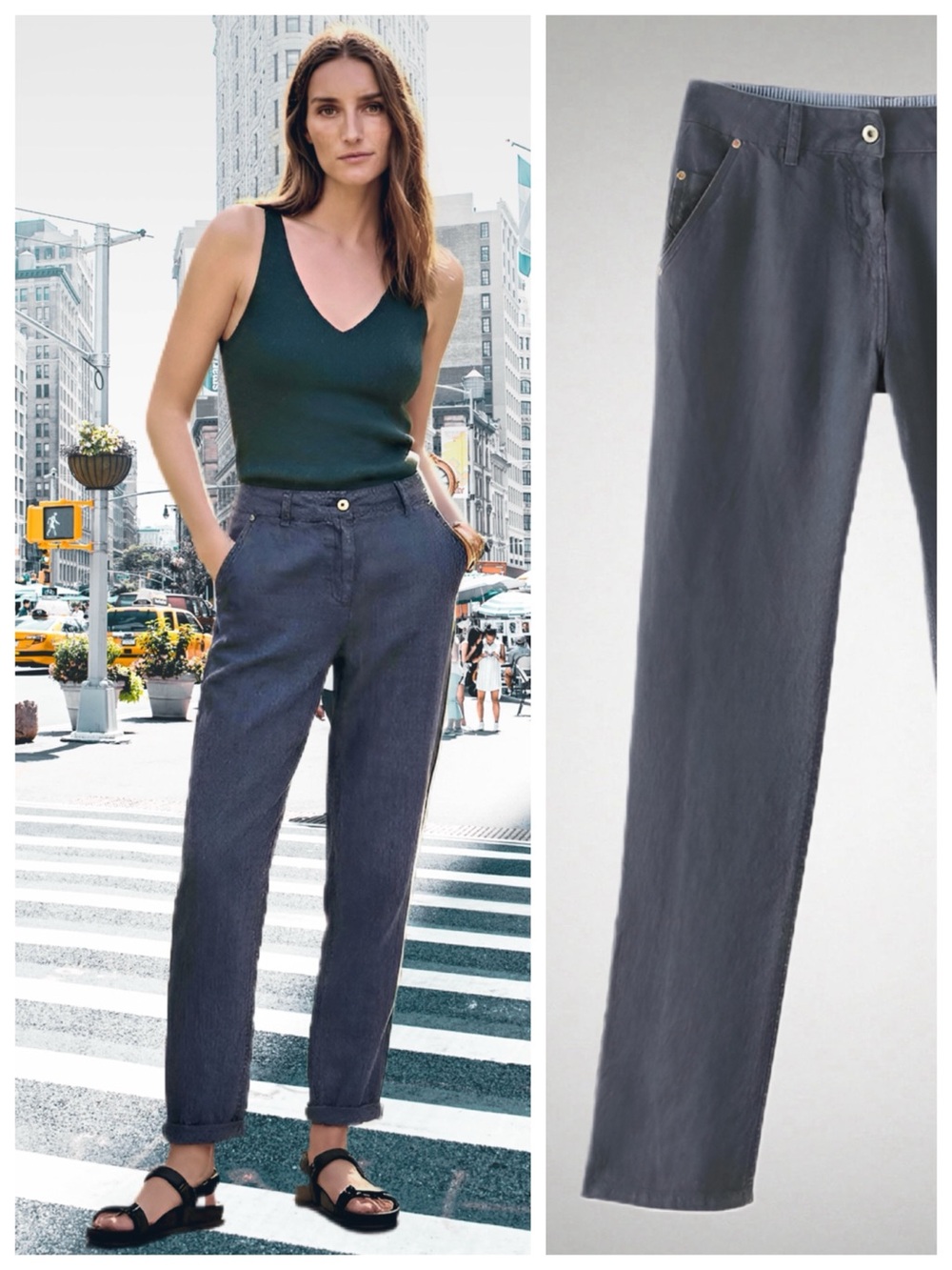 POETRY Heavy Linen Charcoal Grey Straight Leg Jeans Pants size 4